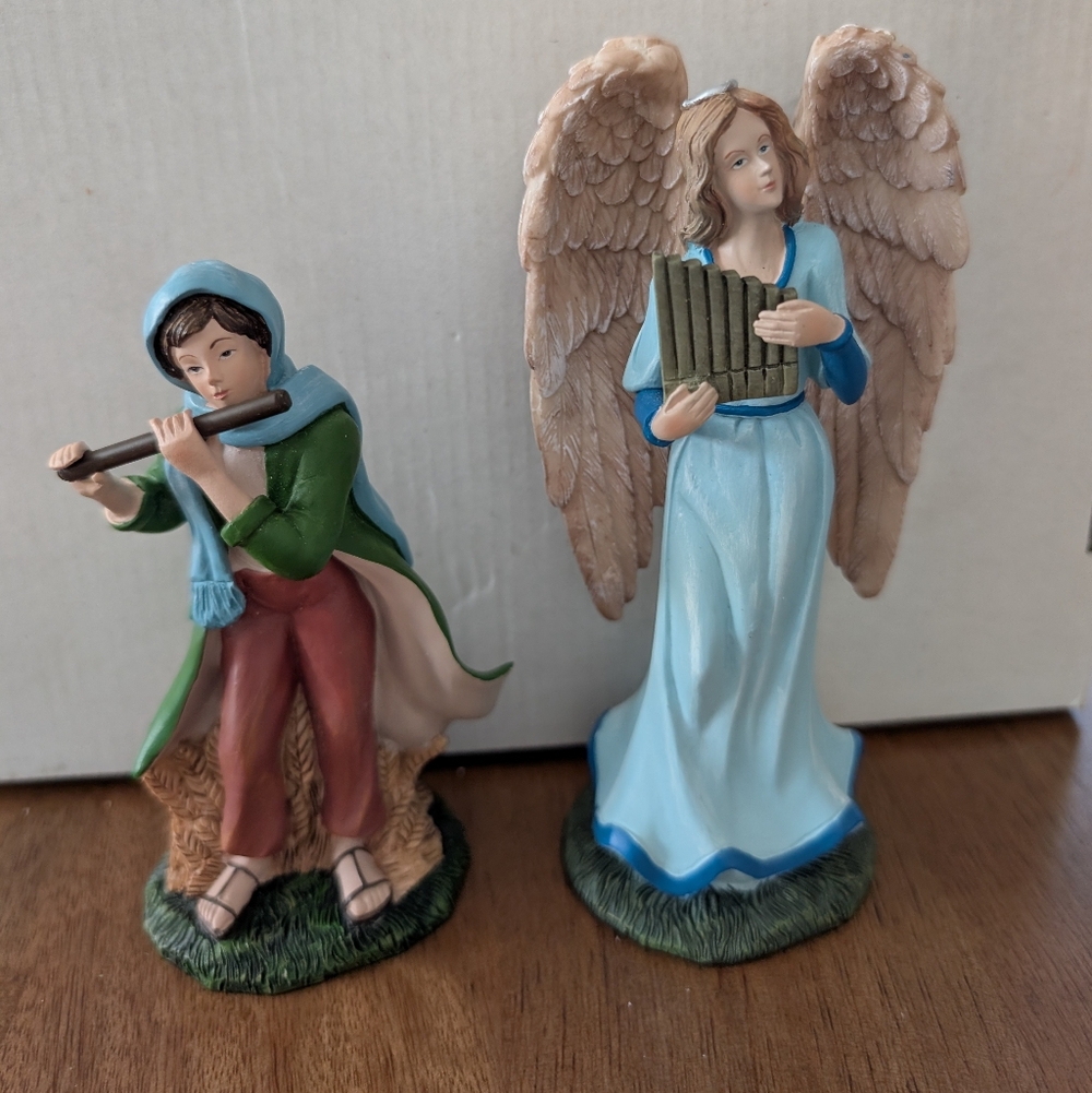 Thomas Kinkade Hawthorne Village Nativity Song of Peace & Heaven's Melody Angel